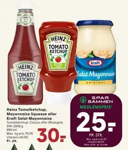 SPAR Heinz Tomatketchup, Mayonnaise Squeeze eller Kraft Salat Mayonnaise tilbud