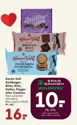 SPAR Karen Volf Småkager, Bites, Kiks, Vafler, Flager eller Cookies tilbud