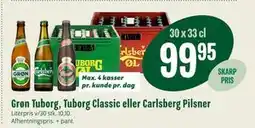 Min Købmand Grøn Tuborg, Tuborg Classic eller Carlsberg Pilsner tilbud