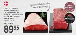 MENY CULOTTESTEG, ROASTBEEF AF OKSEINDERLÅR ELLER TYNDSTEGSFILET AF DANSK KØDKVÆG tilbud