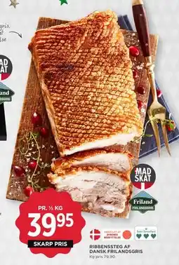 MENY RIBBENSSTEG AF DANSK FRILANDSGRIS tilbud