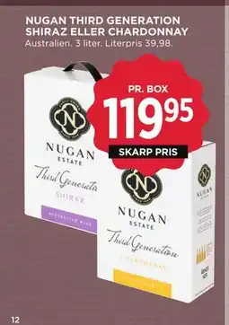 MENY NUGAN THIRD GENERATION SHIRAZ ELLER CHARDONNAY tilbud