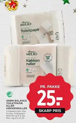 MENY GRØN BALANCE TOILETPAPIR ELLER KØKKENRULLER tilbud