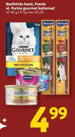 Løvbjerg Beefsticks hund, Poesie el. Purina gourmet kattemad tilbud