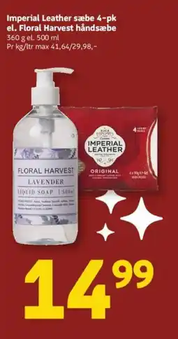 Løvbjerg Imperial Leather sæbe 4-pk el. Floral Harvest håndsæbe tilbud