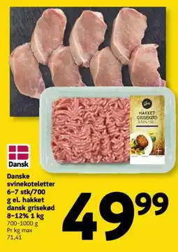 Løvbjerg Danske svinekoteletter 6-7 stk/ gel. hakket dansk grisekød 8-12% tilbud