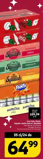 Løvbjerg Coca Cola, Fanta, Squash, Sprite Zero el. Ramlösa tilbud