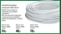 Harald Nyborg Installationskabel med jord 750V 50 m tilbud