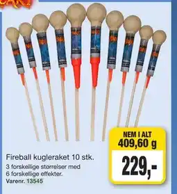 Harald Nyborg Fireball kugleraket 10 stk tilbud