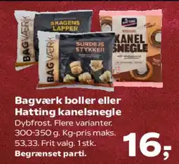 SuperBrugsen Bagværk boller eller Hatting kanelsnegle tilbud