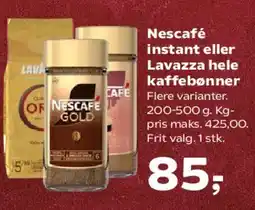 SuperBrugsen Nescafé instant eller Lavazza hele kaffebønner tilbud