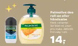 SuperBrugsen Palmolive deo roll-on eller håndsæbe tilbud