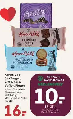 SPAR Karen Volf småkager / bites / kiks / vafler / flager / cookies tilbud