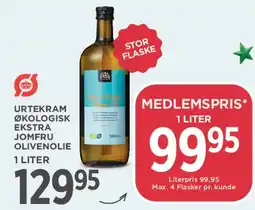 MENY Urtekram økologisk ekstra jomfru olivenolie 1 liter tilbud