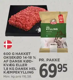 MENY 600 g hakket oksekød eller 1,8 kg dansk kylling tilbud