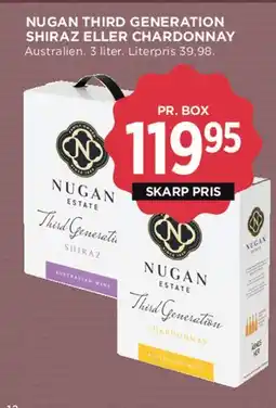 MENY Nugan Third Generation Shiraz eller Chardonnay (3 L box) tilbud