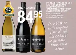 MENY På Road Marlborough Sauvignon Blanc / Four Star (California) tilbud