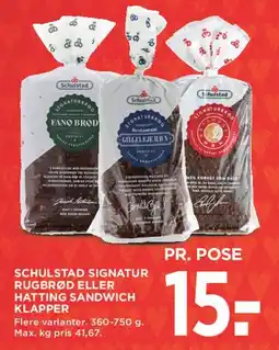 MENY Schulstad Signatur rugbrød / Hatting sandwich klapper tilbud