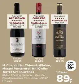 Kvickly M. Chapoutier Côtes-du-Rhône, Mazzei eller Torres Gran Coronas tilbud