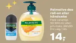 Kvickly Palmolive deo roll-on eller håndsæbe tilbud