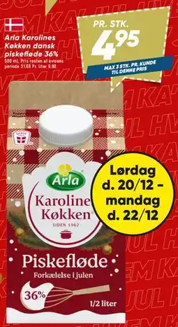 Bilka Arla Karolines Køkken Piskefløde 36% tilbud