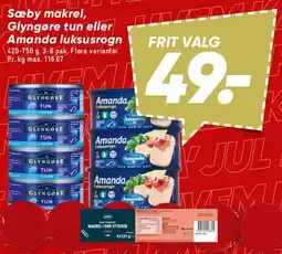 Bilka Sæby makrel / Glyngøre tun / Amanda luksusrogn tilbud