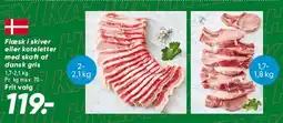 Bilka Flæsk i skiver eller koteletter med skært af dansk gris tilbud