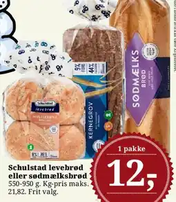 Dagli'Brugsen Schulstad levebrød eller sødmælksbrød tilbud