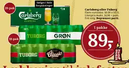Dagli'Brugsen Carlsberg eller Tuborg tilbud