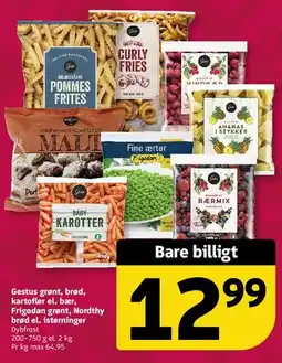 Løvbjerg Gestus grønt, brød, kartofler el. bær, Frigodan grønt, Nordthy brød el. isterninger tilbud