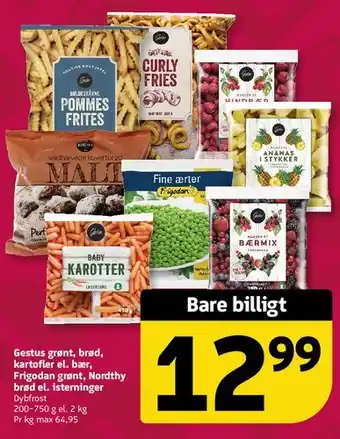 Gestus grønt, brød, kartofler el. bær, Frigodan grønt, Nordthy brød el. isterninger