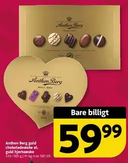 Løvbjerg Anthon Berg guld chokoladeæske / guld hjerteæske tilbud