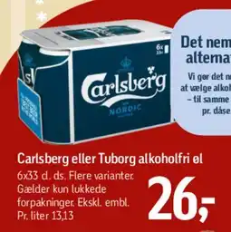 Føtex Carlsberg eller Tuborg alkoholfrie øl tilbud