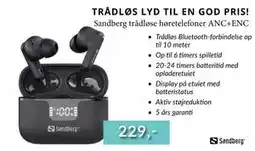 CBC Sandberg trådløse høretelefoner ANC+ENC tilbud