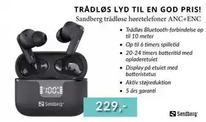 CBC Sandberg trådløse høretelefoner ANC+ENC tilbud