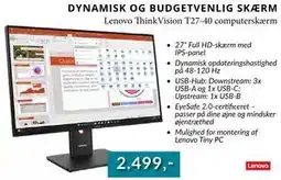 CBC Lenovo ThinkVision T27-40 computerskærm tilbud