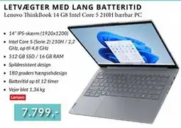 CBC Lenovo ThinkBook 14 G8 Intel Core 5 210H bærbar PC tilbud