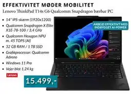 CBC Lenovo ThinkPad T14s G6 Qualcomm Snapdragon bærbar PC tilbud