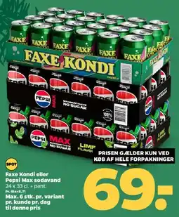 Netto Faxe Kondi eller Pepsi Max sodavand (pakke) tilbud