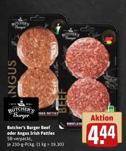 REWE DE Butcher's Burger Beef oder Angus Irish Patties tilbud