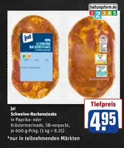 REWE DE ja! Schweine-Nackensteaks tilbud