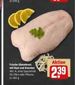 REWE DE Frische Gänsebrust mit Haut und Knochen tilbud
