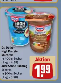 REWE DE Dr. Oetker High Protein Milchreis , oder Sahne Pudding tilbud
