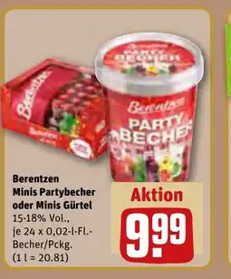 REWE DE Berentzen Minis Partybecher oder Minis Gürtel tilbud