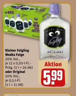 REWE DE Kleiner Feigling Wodka Feige , oder Original 20% Vol., tilbud
