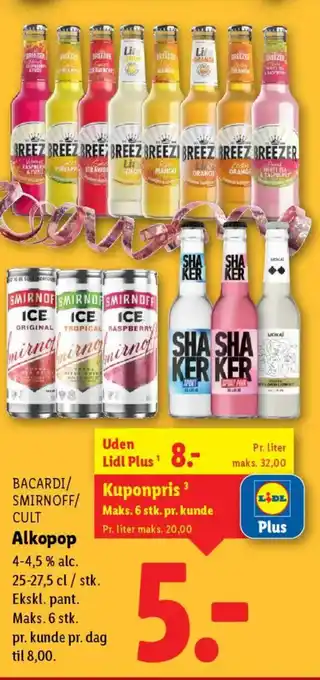 BACARDI/ SMIRNOFF/ CULT Alkopop