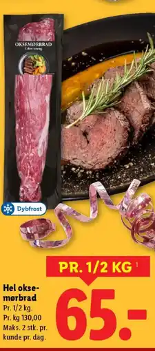 Lidl Hel okse- mørbrad tilbud