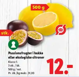 Lidl Passionsfrugter i bakke eller økologiske citroner tilbud