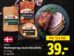 Lidl HØJER Hamburgerryg, bacon eller skinke tilbud