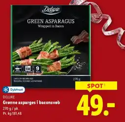 Lidl DELUXE Grønne asparges i baconsvøb tilbud